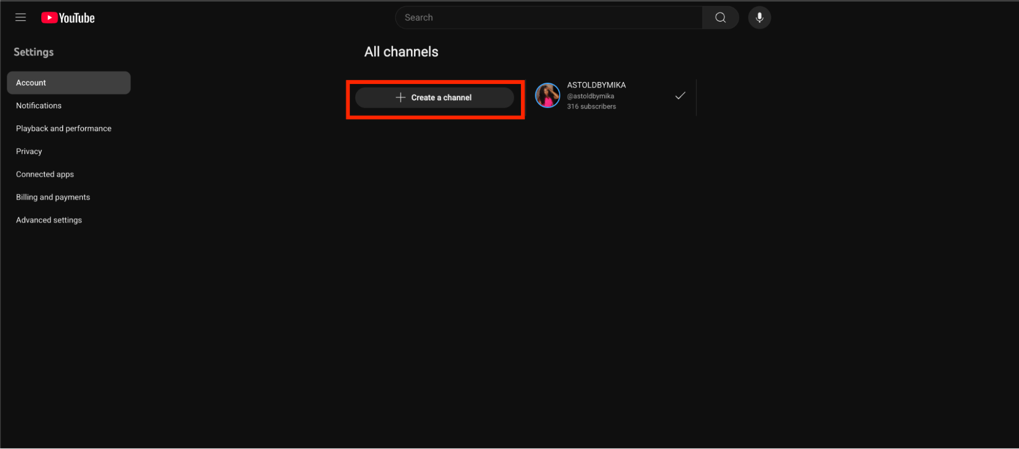 View all Channel view